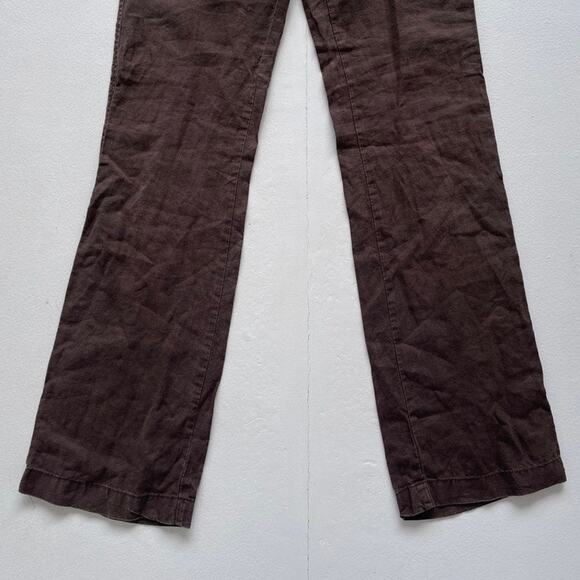 GAP Low Rise Pants: Brown Linen Kick Flares / Sz 0 / Office Siren 2010s - Picture 4 of 8